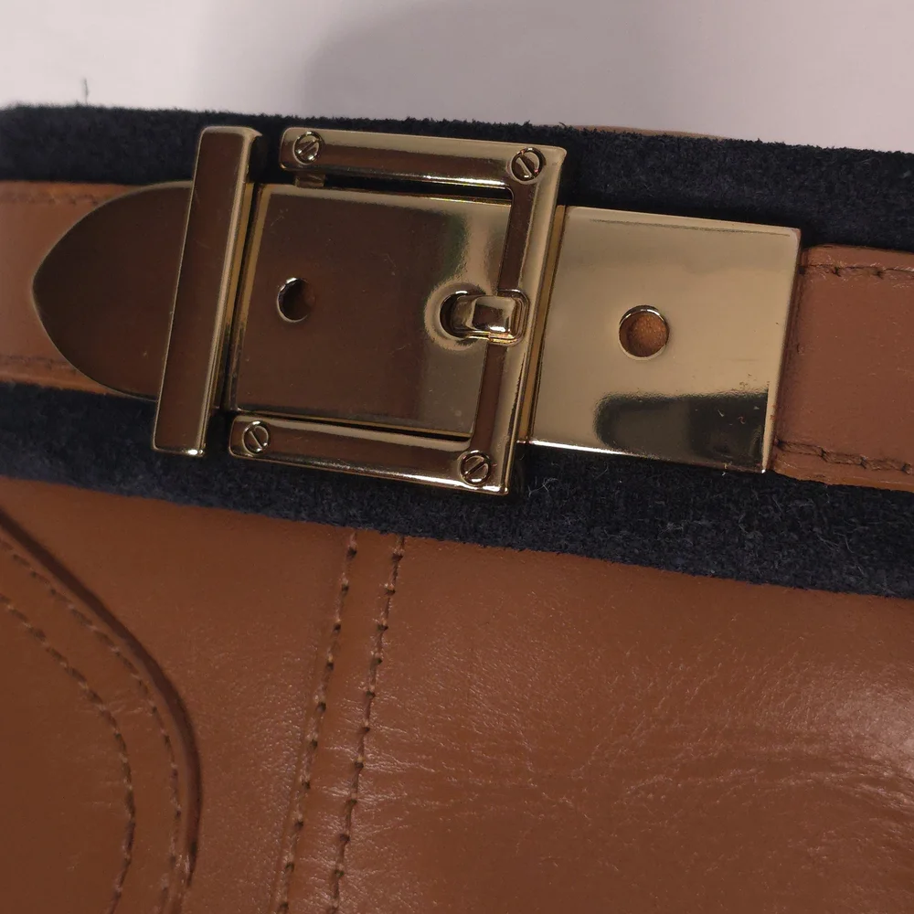 Tory Burch Cognac/Navy Belinda Ankle Bootie - Picture 4 of 12